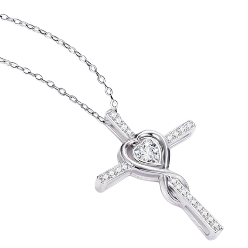 Infinity Heart Diamond Necklace, 3 Gem Color Preserved Rose Gift Box Set