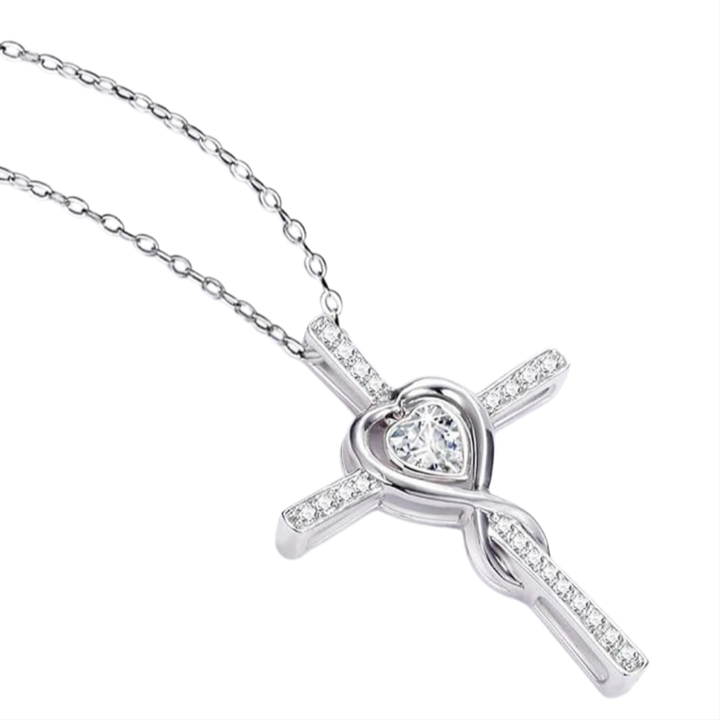 Infinity Heart Diamond Necklace, 3 Gem Color Preserved Rose Gift Box Set
