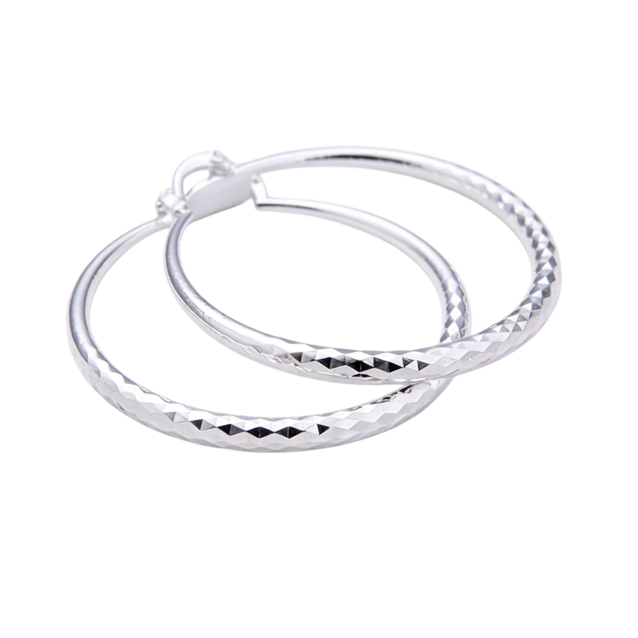 Textured Silver Hoop Earrings (Minimalist Daily Wear Jewelry)
