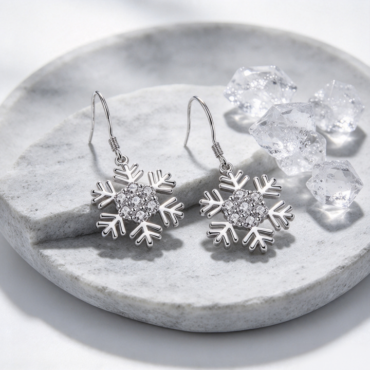 Snowflake Diamond Hook Earrings