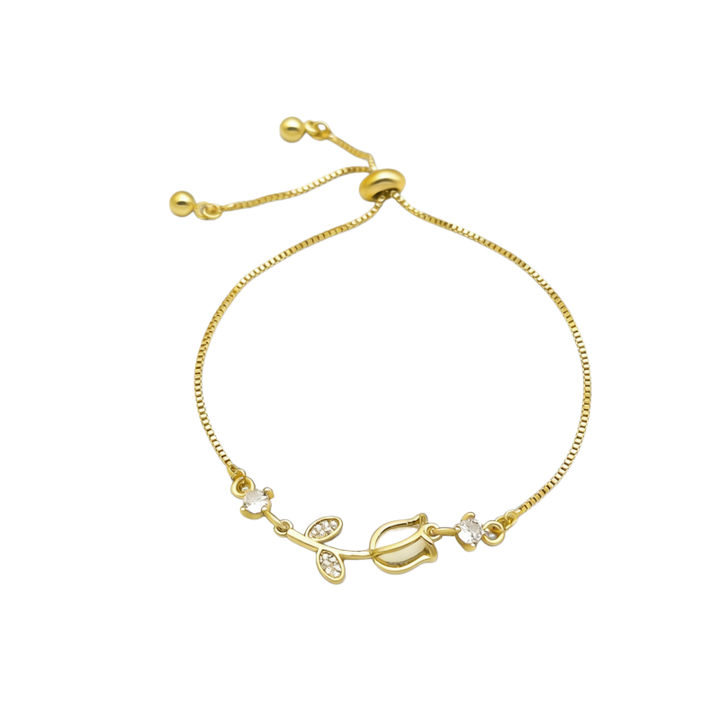Tulip Gemstone Adjustable Bracelet Set (Light Luxury Niche Fresh Wrist Jewelry)