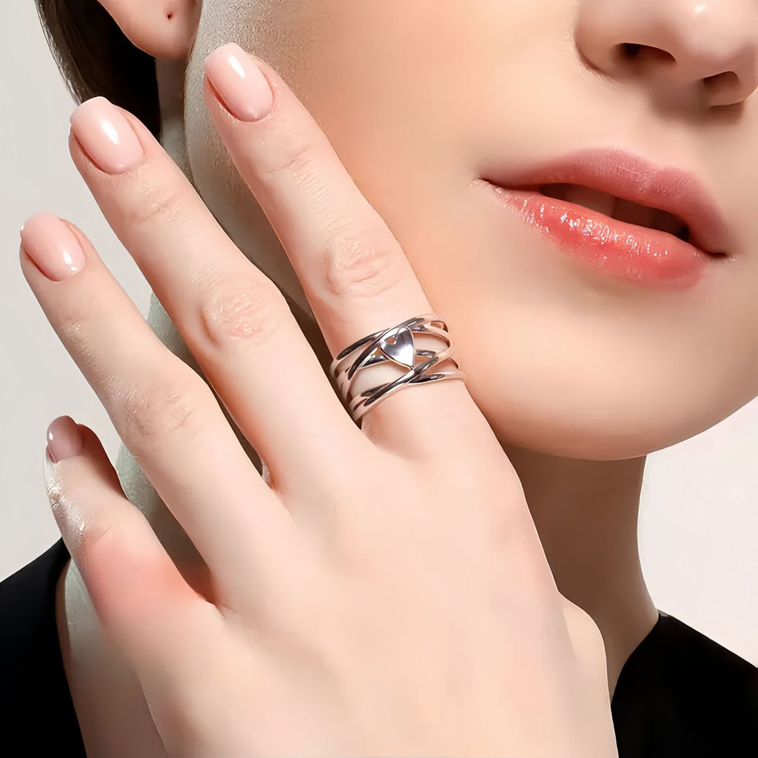 Hollow Heart Multi-Layer Ring (Light Luxury Niche Minimalist Band)
