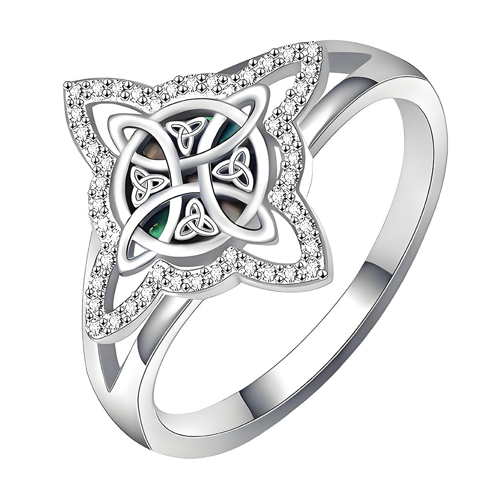 Celtic Knot Starburst Gemstone Ring (Light Luxury Niche Vintage Band)