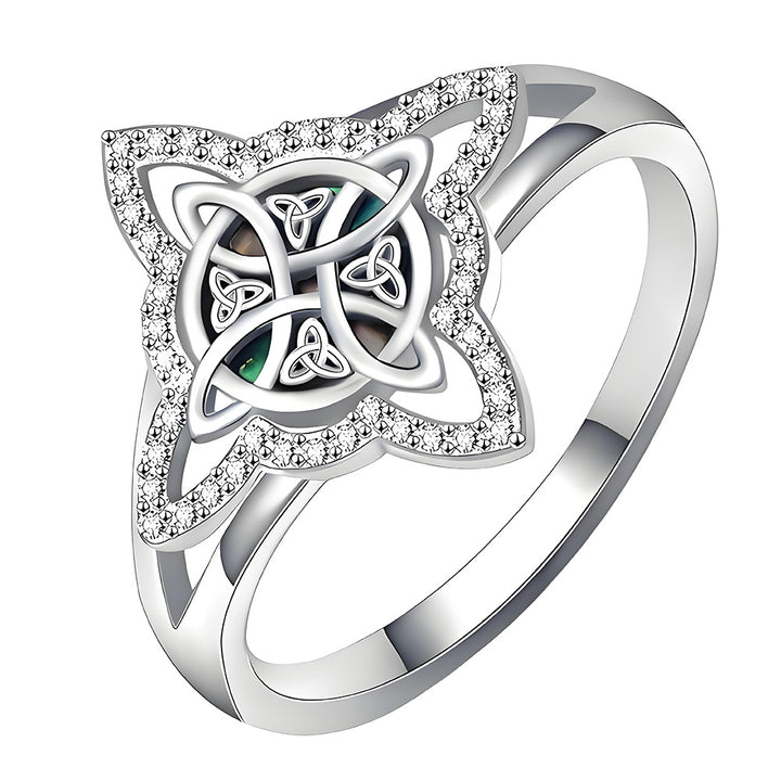 Celtic Knot Starburst Gemstone Ring (Light Luxury Niche Vintage Band)
