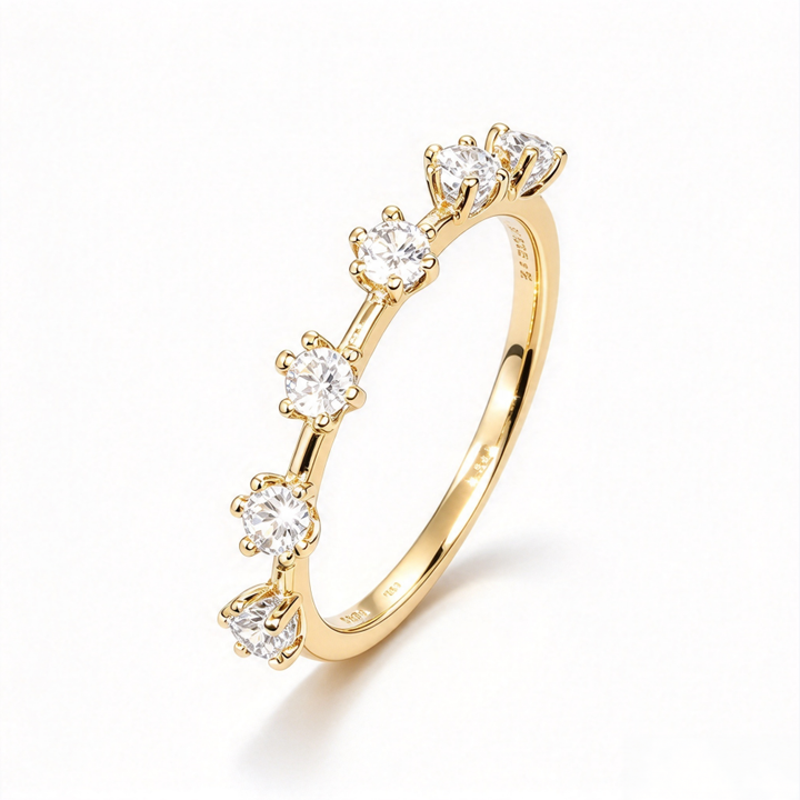 Asymmetric Row Diamond S925 Silver Ring