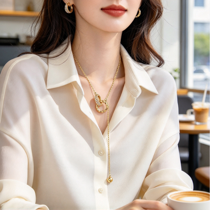Double Interlocking Diamond Adjustable Necklace