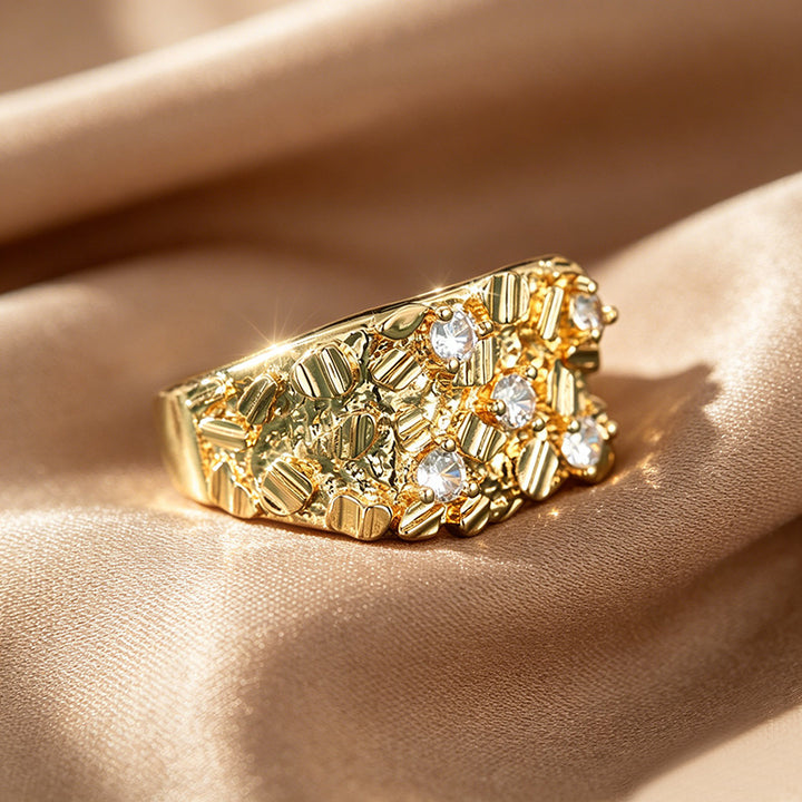 Vintage Textured diamond Wide Band Ring (Luxury Statement Ring)