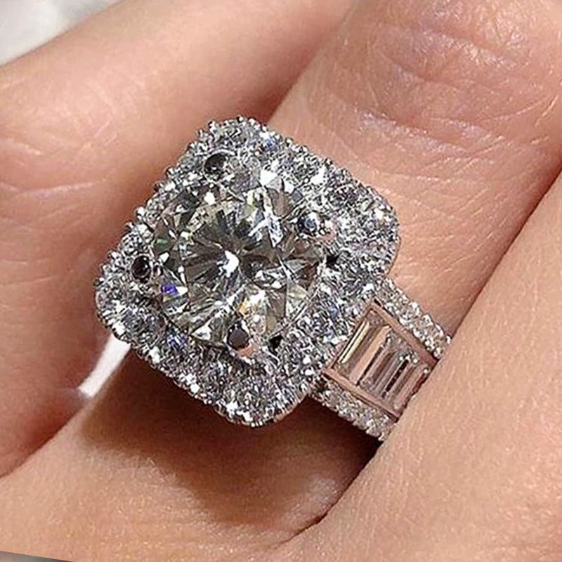 Cushion Halo Baguette Diamond Ring (Luxury Statement Engagement Band)