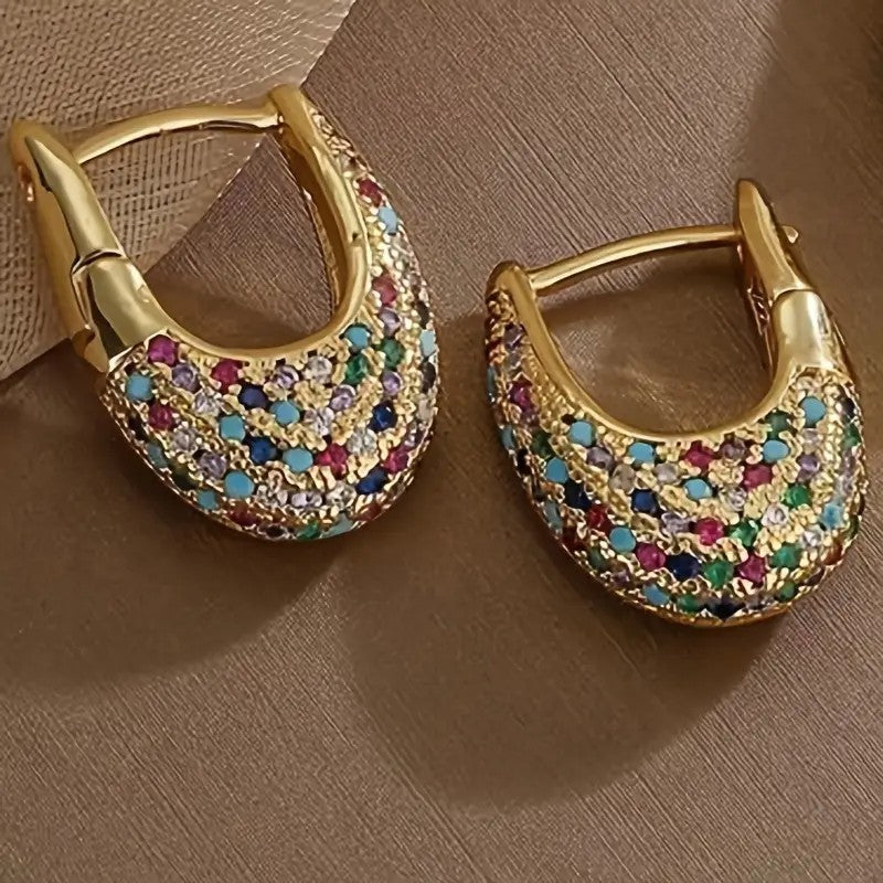 Pavé U-Shaped Hoop Earrings (Luxury Vintage Statement Earrings)