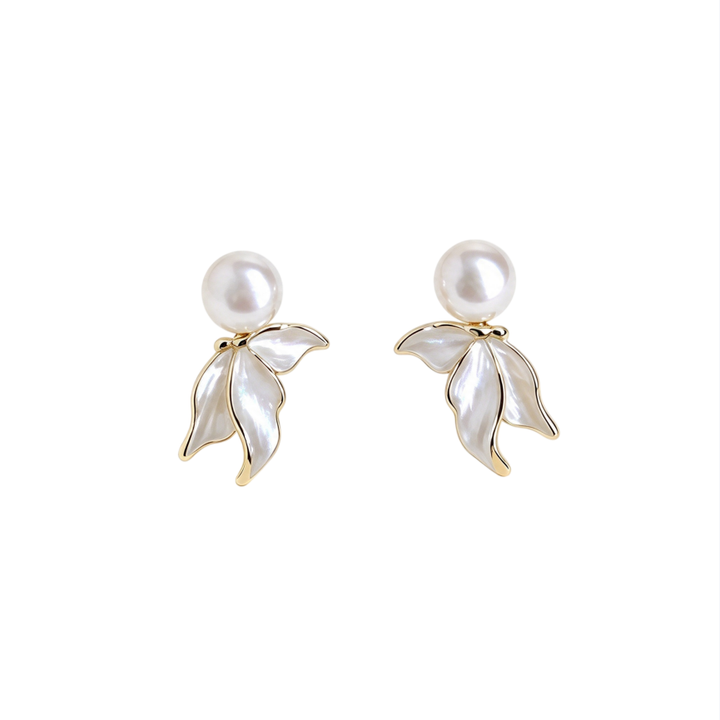 S925 Silver Pearl Mermaid Tail Stud Earrings