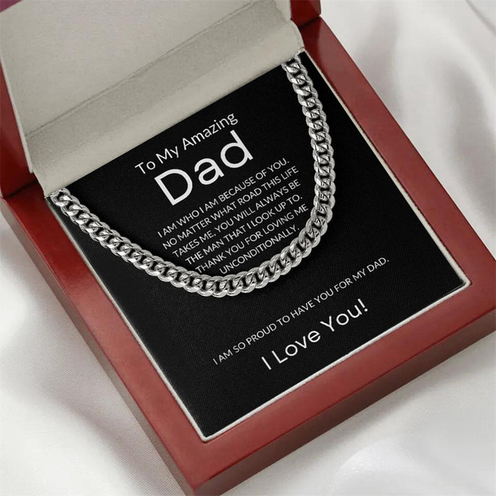 Father's Day Themed Cuban Link Necklace (Sentimental Gift for Dad)