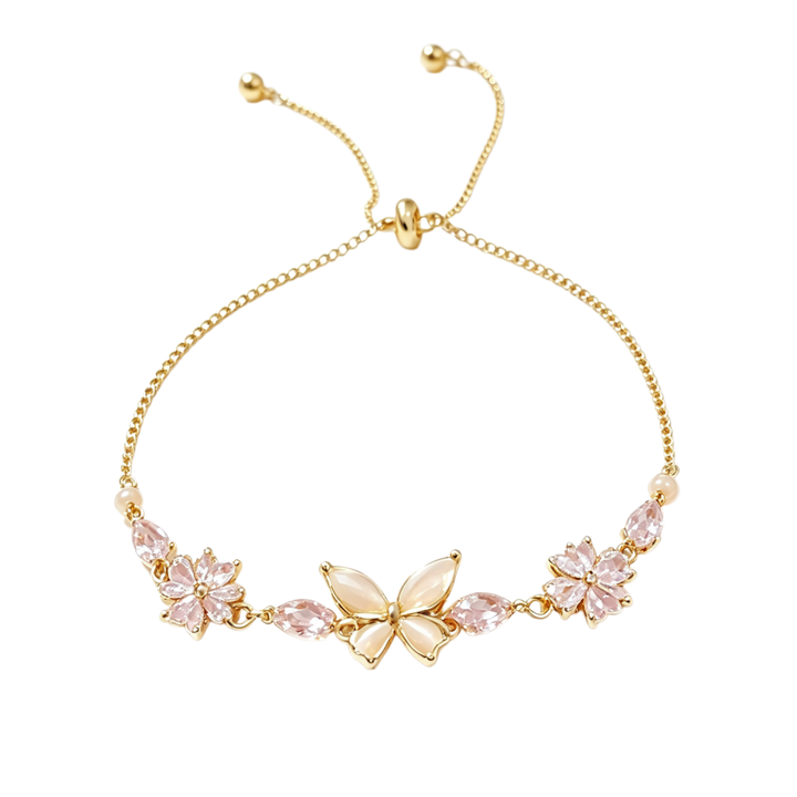 Multi‑Style Butterfly & Flower Adjustable Pull‑Chain Bracelet