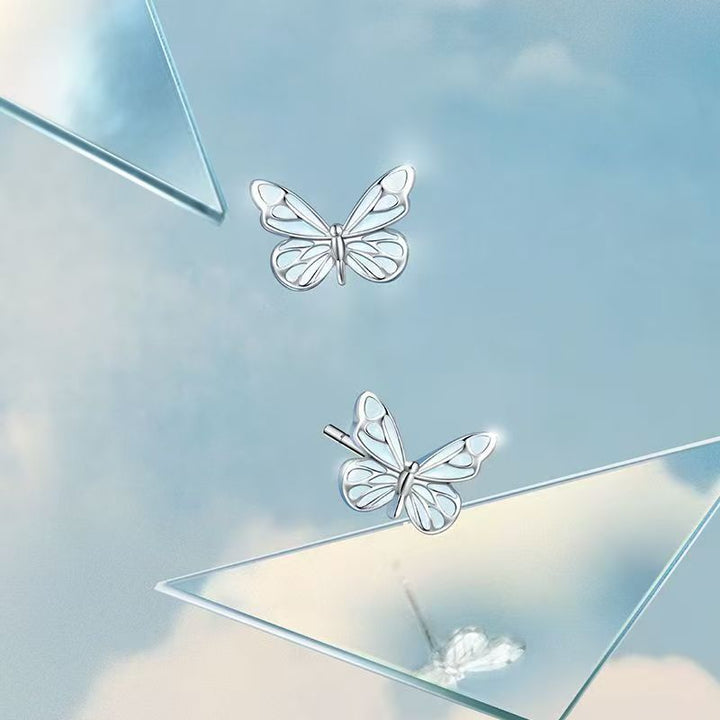 S925 Silver Luminous Butterfly Stud Earrings