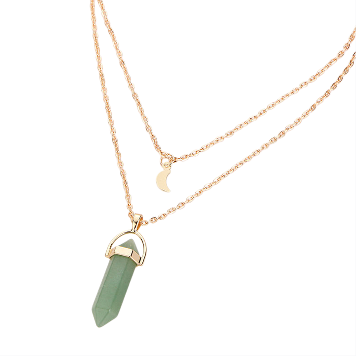 Crystal Point Moon Layered Necklace (Bohemian Gold Tone Clavicle Chain)