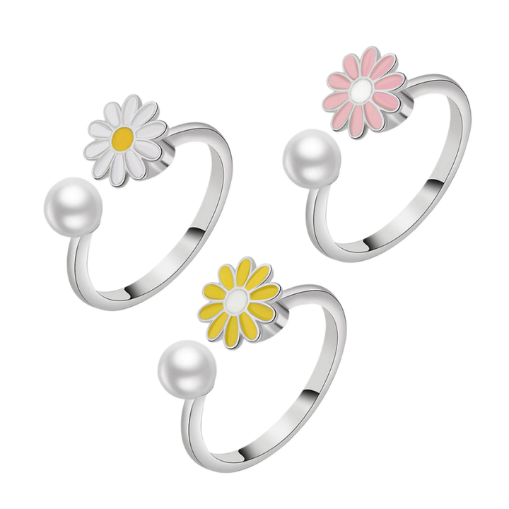 Daisy & Pearl Open Ring Set (Light Luxury Niche Fresh Bands)