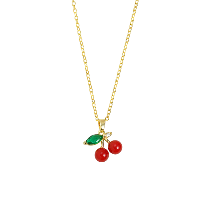 Sweet Cherry Pendant Necklace Collection (Gold Tone Delicate Chokers)