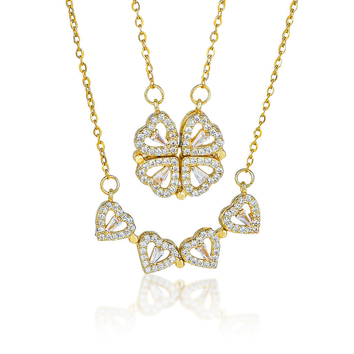 Transformable Heart Double Layer Choker Set (Light Luxury Niche Romantic Necklace)