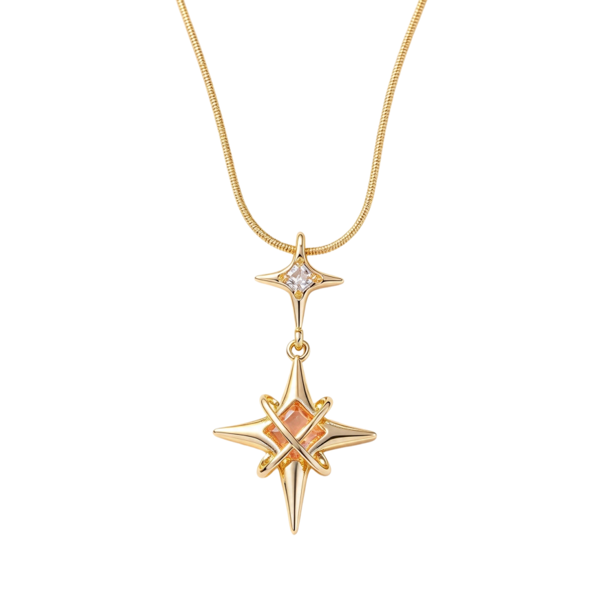 Double Star Pink Diamond Necklace