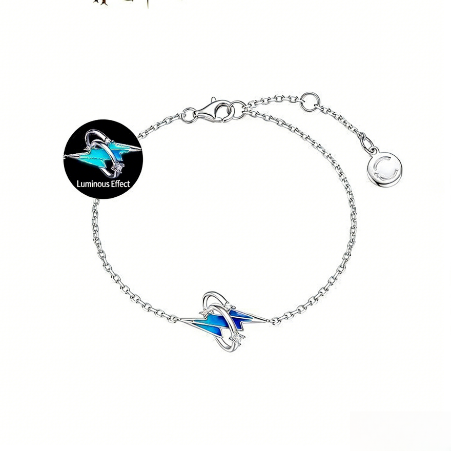 Glow-in-the-Dark Lightning & Planet Jewelry Set (Necklace/Bracelet Options)