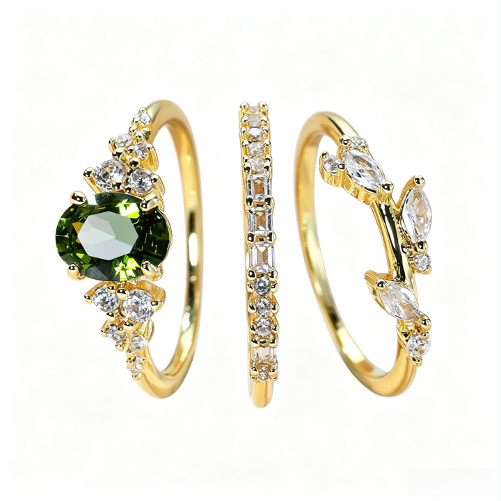 Three‑Piece Stackable Ring Set With Two‑Tone Options