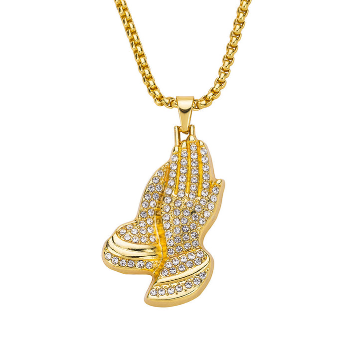 Pavé Praying Hands Necklace (Hip-Hop Faith Pendant)