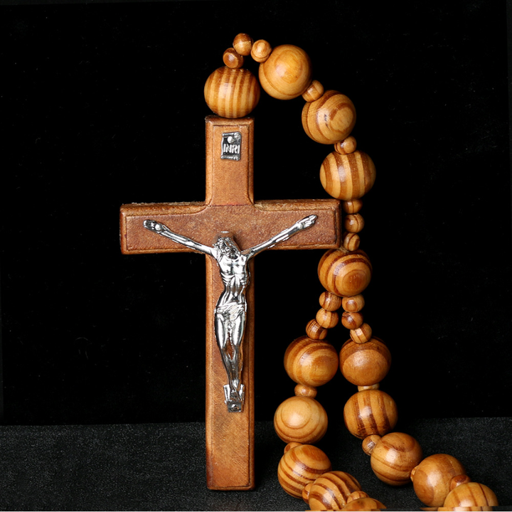 Wooden Rosary Beads with Crucifix Pendant