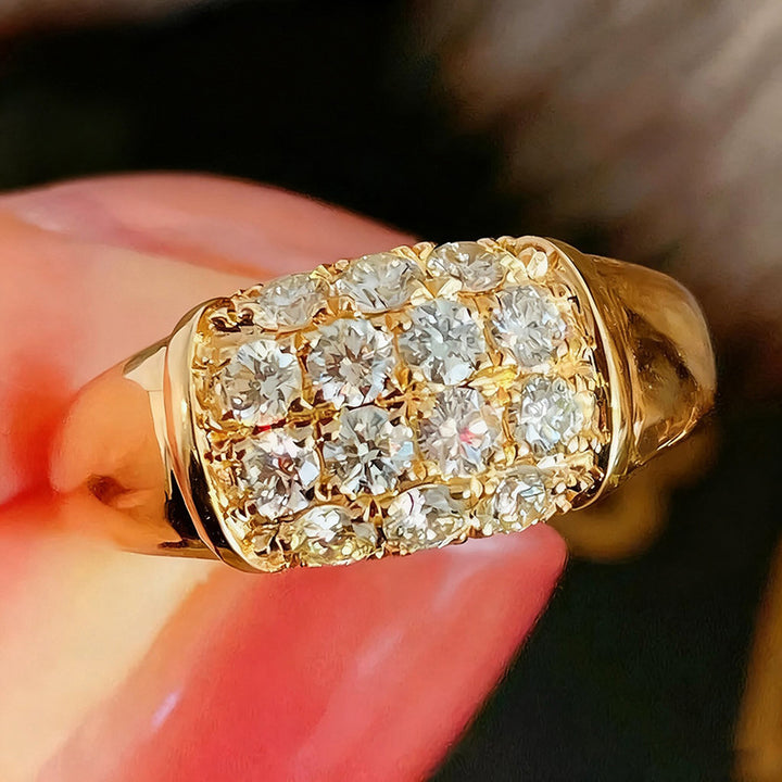 Gold Pave Square Ring