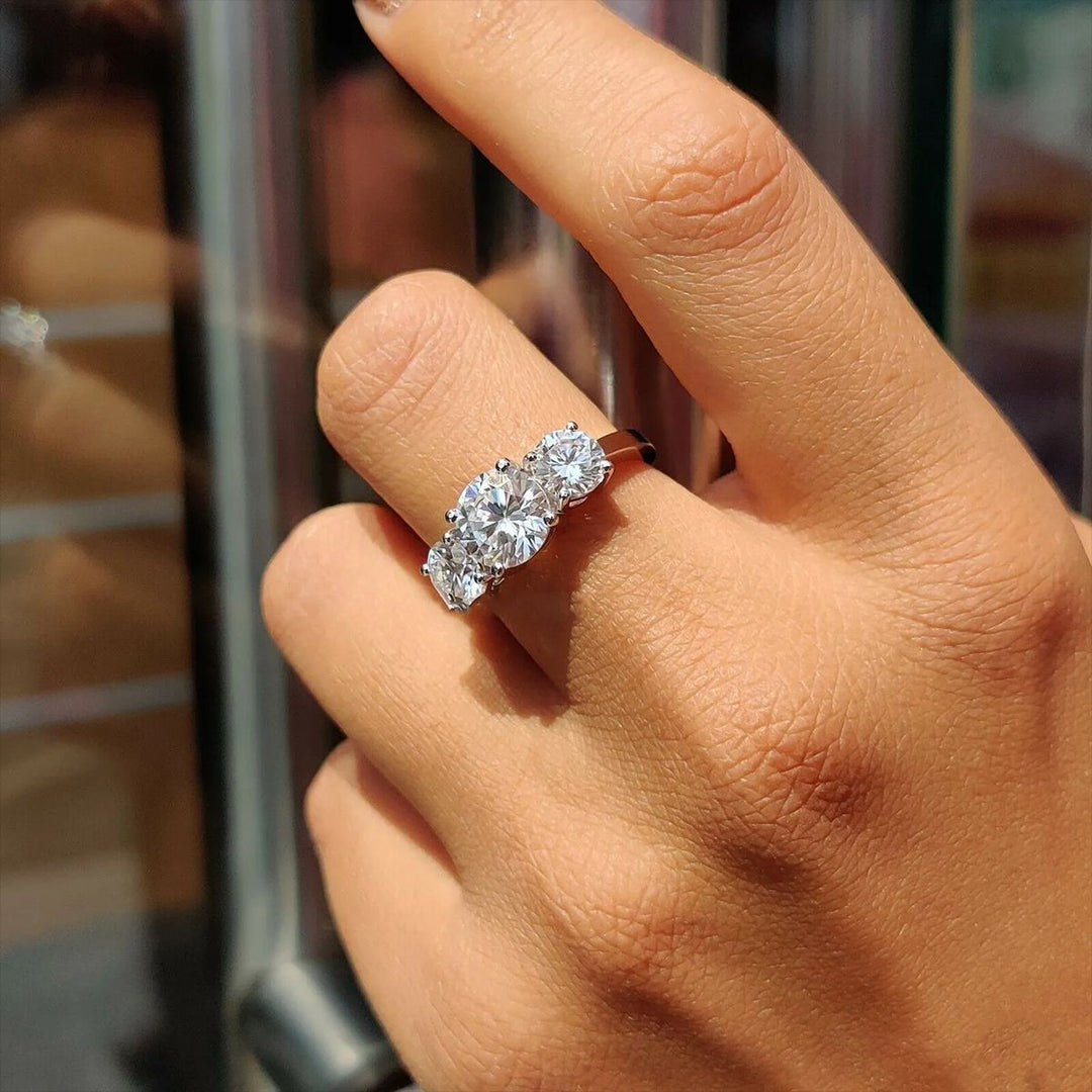 Three-Stone Diamond Statement Ring (Luxury Engagement-Style Gold Band)