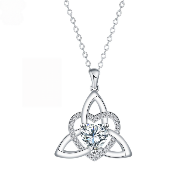 Celtic Knot Heart Birthstone S925 Silver Necklace