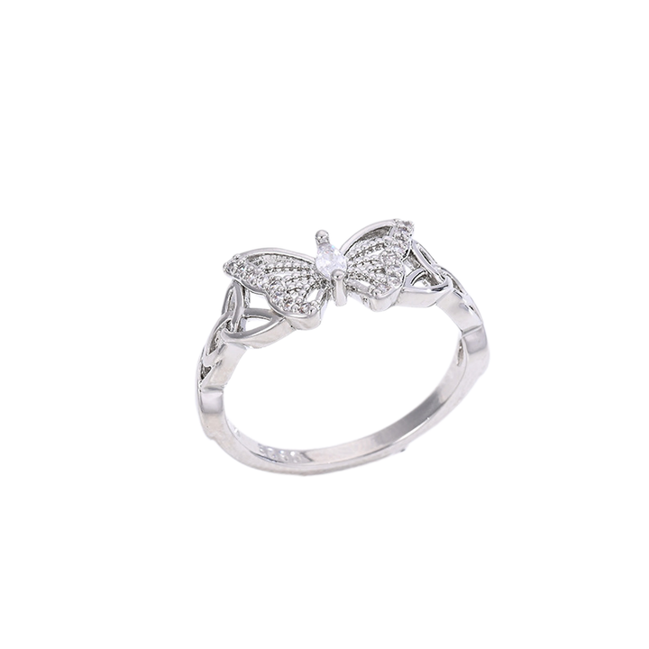 Hollow‑Out Diamond‑Inlaid Butterfly Ring For Women