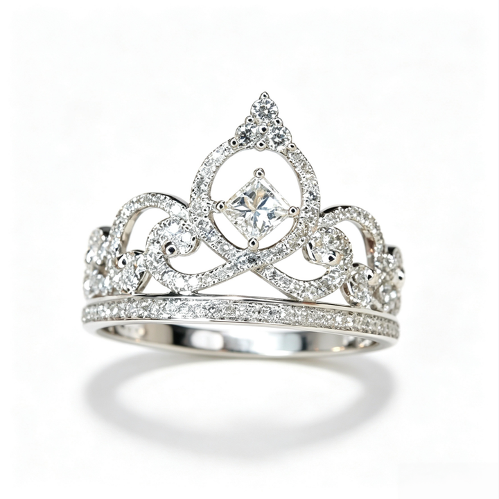 Princess Crown Double‑Layer Diamond Ring