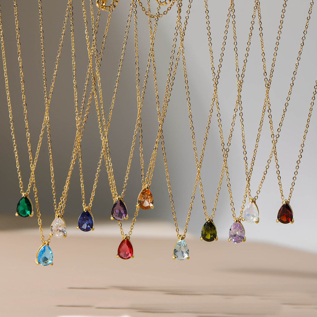 December Birthstone Teardrop Choker (Light Luxury Niche Rainbow Pendant Necklace)