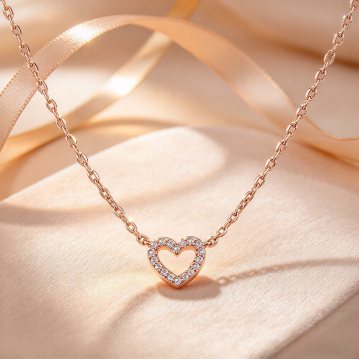 Hollow Heart Pave Necklace