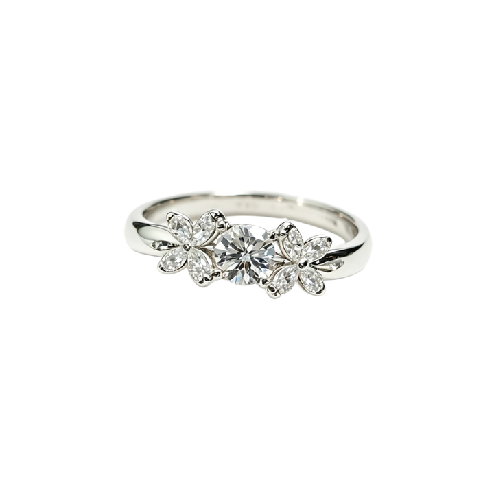 S925 Silver Three‑Flower Cluster Diamond Ring, Delicate Floral Row‑Diamond Simple Ring for Women