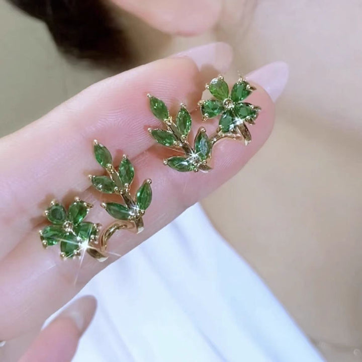 Floral Branch Paved Crawler Earrings