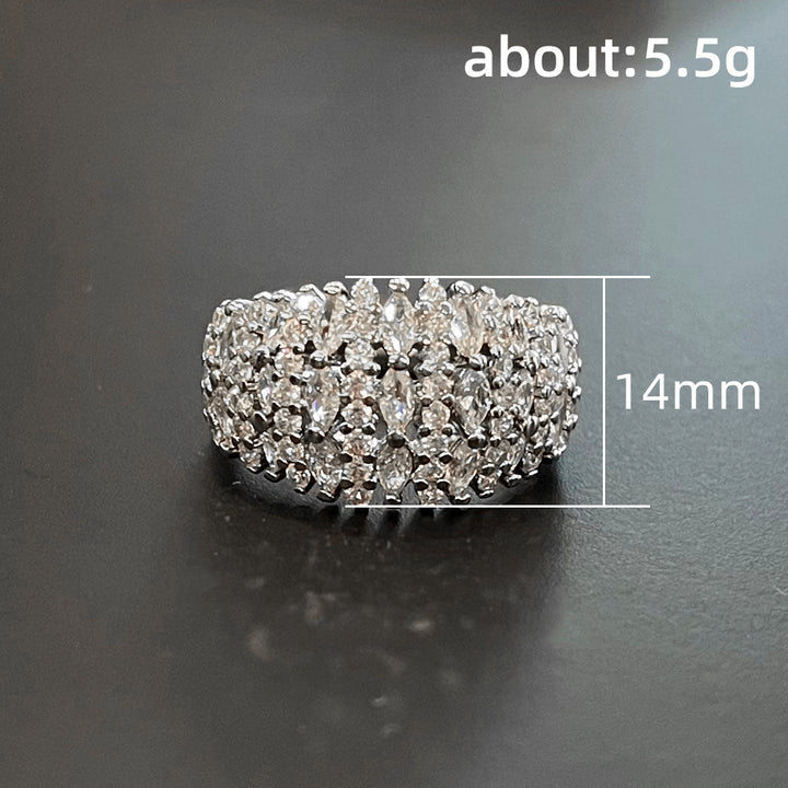 Heavy‑Duty Hollow‑Out Full‑Paved Wide Band S925 Sterling Silver Ring