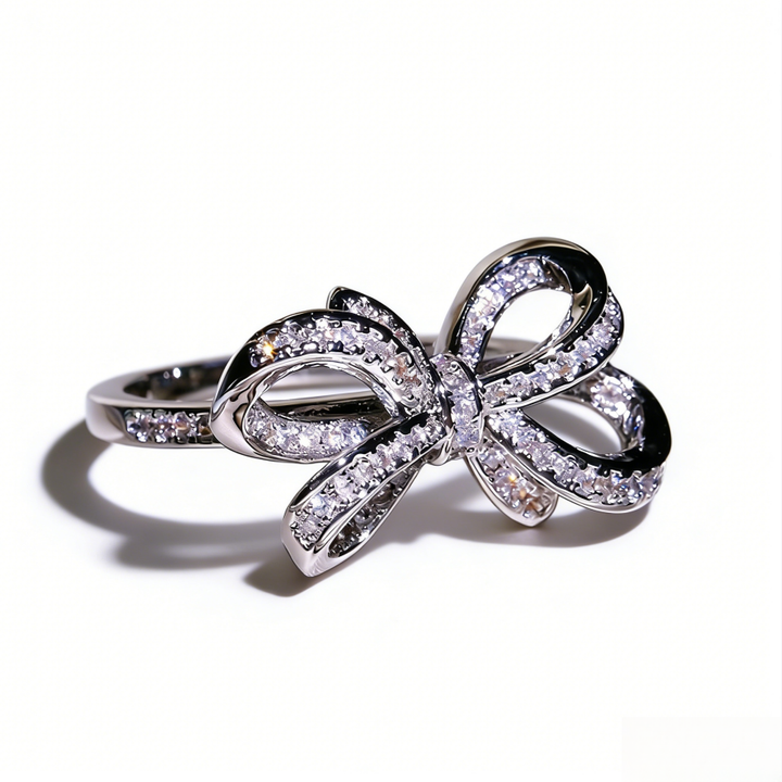 Pavé diamond Bow Ring (Luxury Gentle Sweetheart Statement Band)