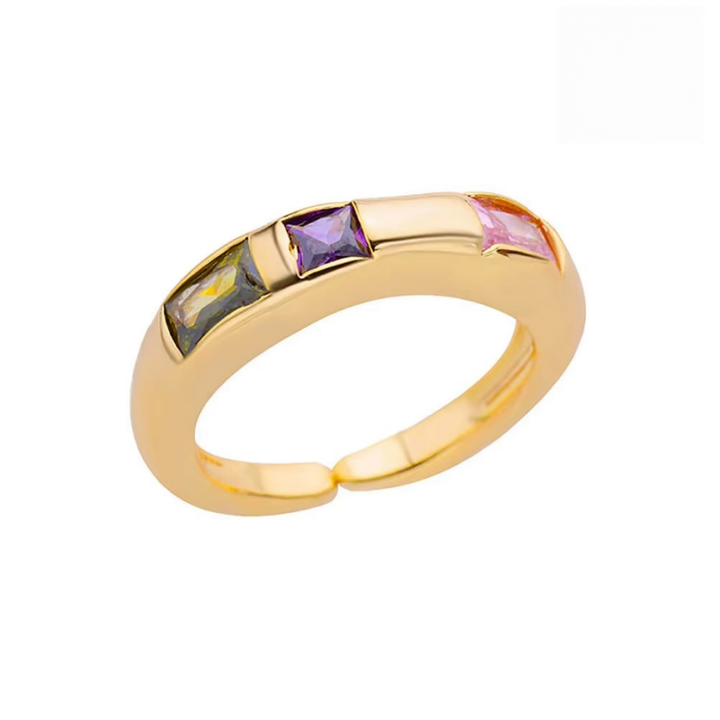 Irregular Curved Color‑Stone Open‑Band S925 Sterling Silver Ring, Multiple Colors Available