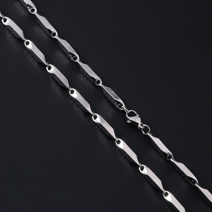 Multi-Color Rhombus Bamboo Titanium Steel Chain, Geometric Cut Blank Layering Necklace Without Pendant