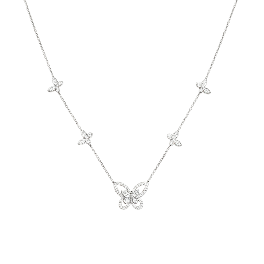 Scattered Multi-Butterfly Diamond Choker, Minimalist Luxury S925 Silver Necklace