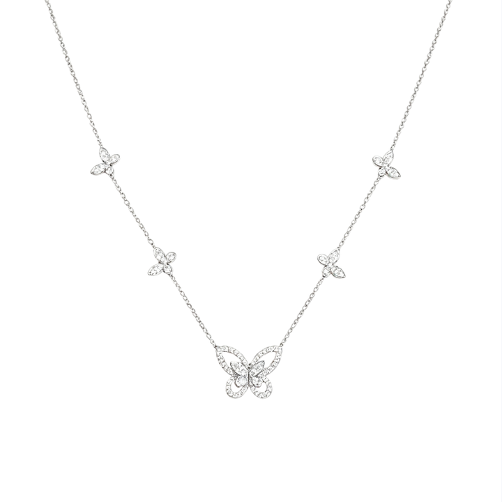 Scattered Multi-Butterfly Diamond Choker, Minimalist Luxury S925 Silver Necklace