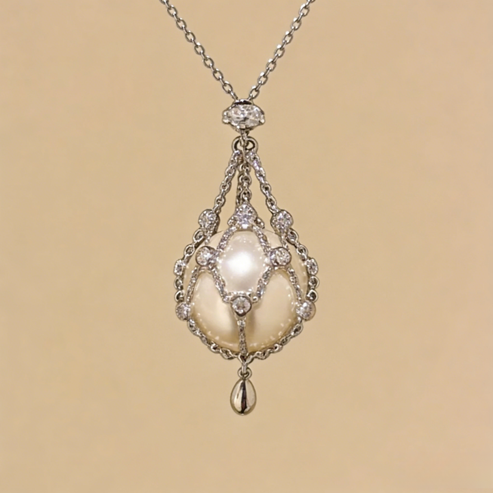 Vintage Cage Pearl Lantern Necklace Set (Light Luxury Niche Royal Choker)