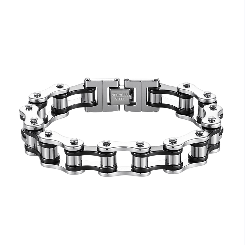 Motorcycle Chain Stainless Steel Bracelet (Men's Edgy Punk Style Titanium Steel Band)