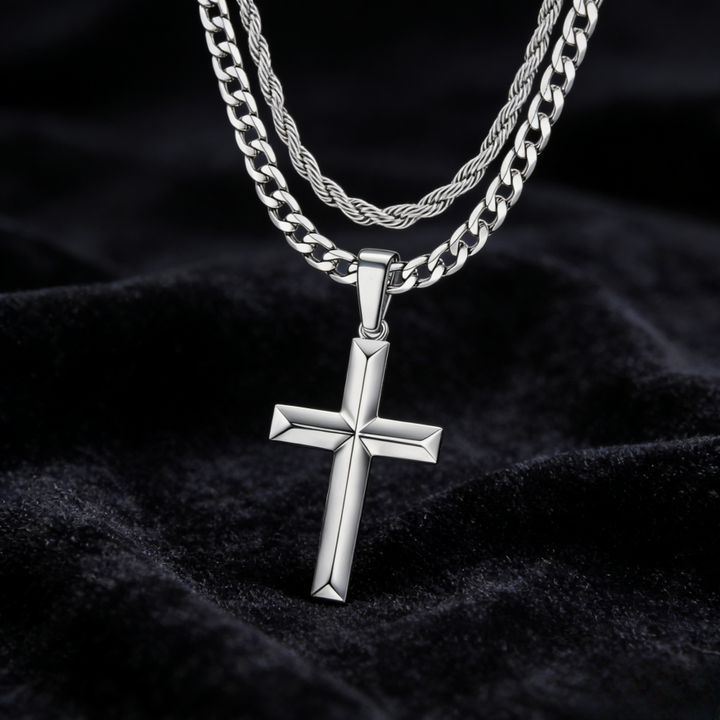 Layered Cross Pendant Necklace (Streetwear Unisex Chain)