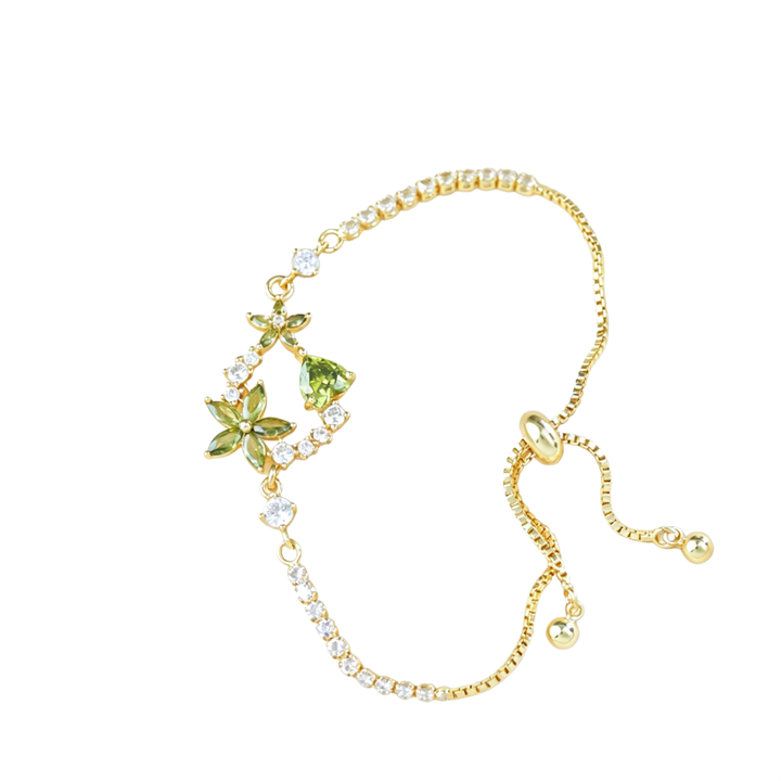 Multicolor Floral Adjustable Pull Bracelet, Multi Diamond Flower Elegant Women Jewelry
