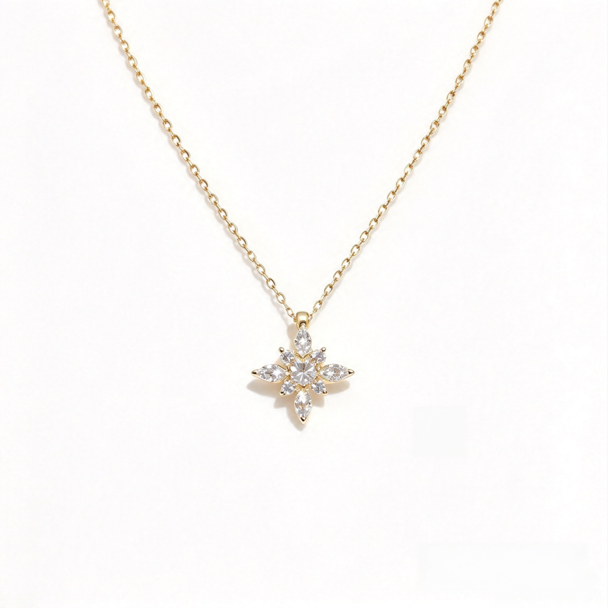 Star‑Shaped Flower Diamond Choker Necklace