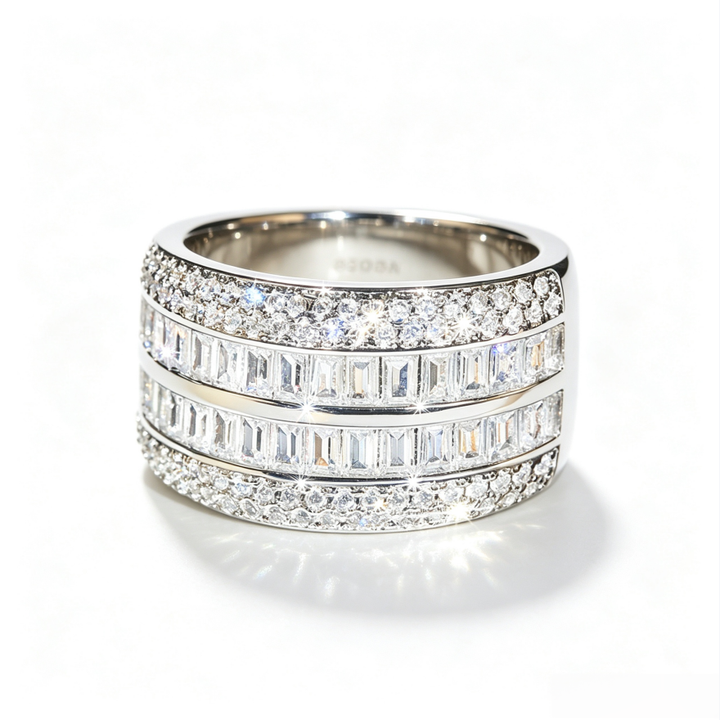 Wide‑Band Baguette‑Cut Full‑Pavé Ring