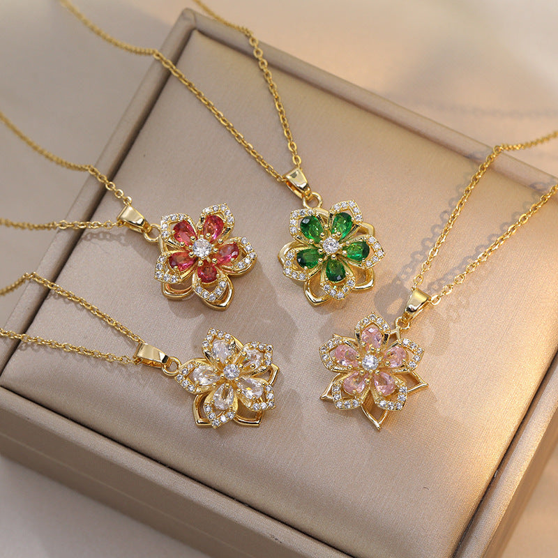 Anxiety-Relief Spinning Flower Necklace (Light Luxury Niche Healing Necklace)