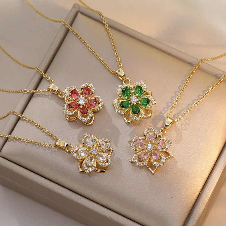 Anxiety-Relief Spinning Flower Necklace (Light Luxury Niche Healing Necklace)