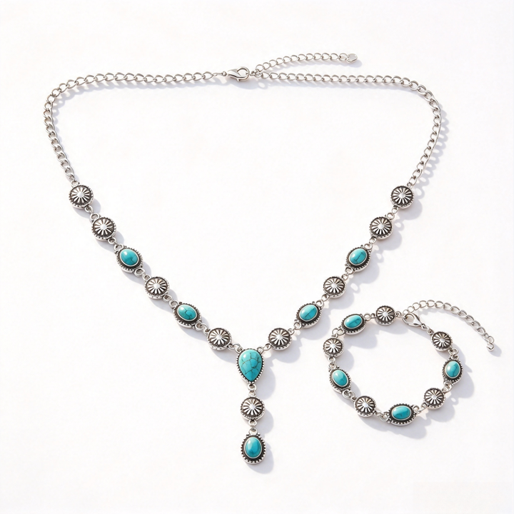 Vintage Turquoise Necklace & Bracelet Set